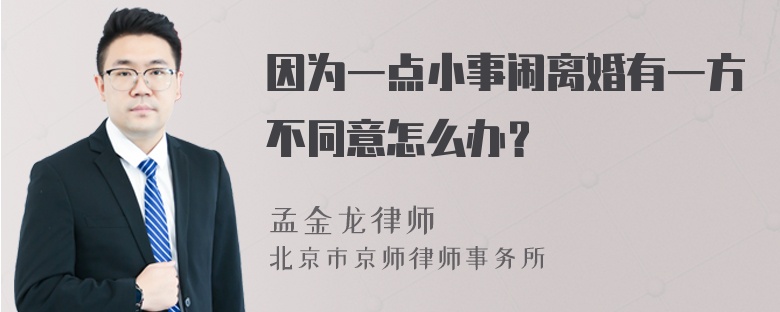 因为一点小事闹离婚有一方不同意怎么办？