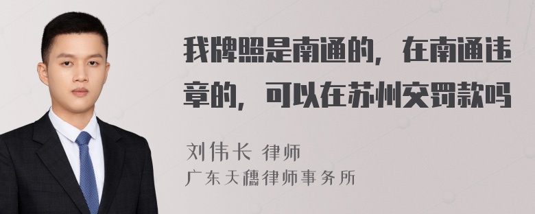 我牌照是南通的，在南通违章的，可以在苏州交罚款吗