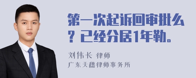 第一次起诉回审批么？已经分居1年勒。