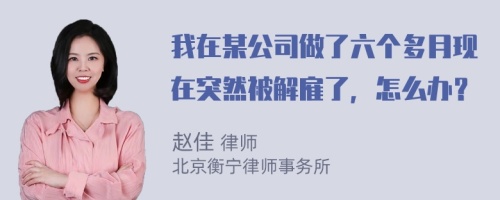 我在某公司做了六个多月现在突然被解雇了，怎么办？