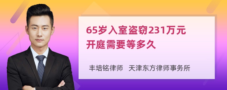 65岁入室盗窃231万元开庭需要等多久