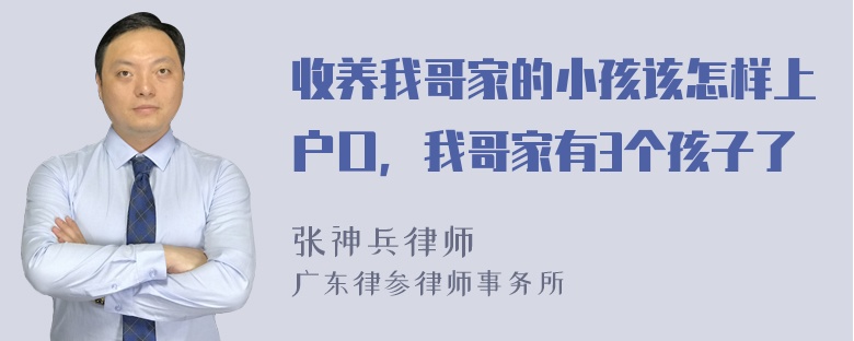 收养我哥家的小孩该怎样上户口，我哥家有3个孩子了