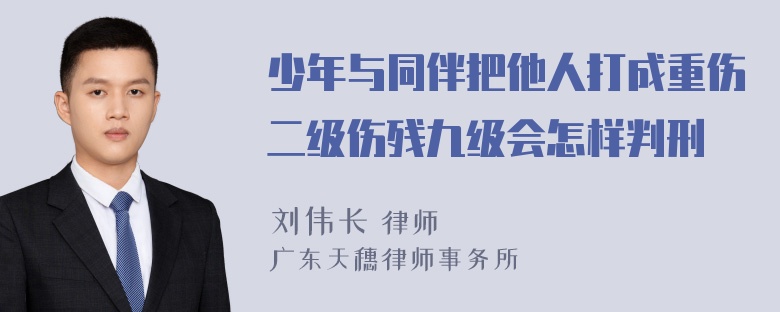 少年与同伴把他人打成重伤二级伤残九级会怎样判刑