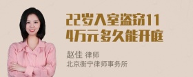 22岁入室盗窃114万元多久能开庭