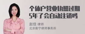 个体户营业执照过期5年了会自动注销吗