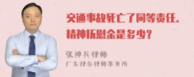 交通事故死亡了同等责任。精神抚慰金是多少？