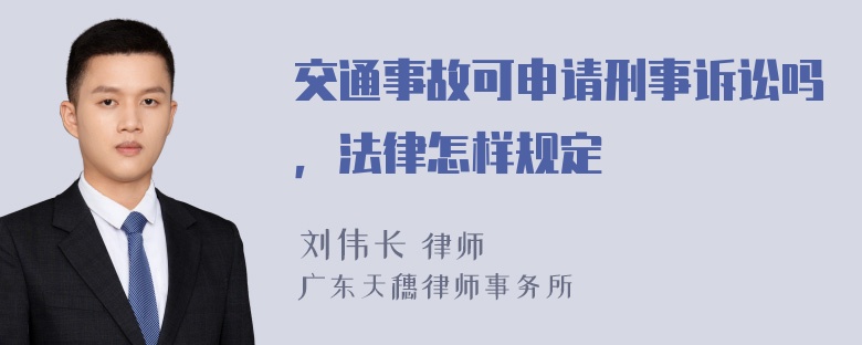 交通事故可申请刑事诉讼吗，法律怎样规定