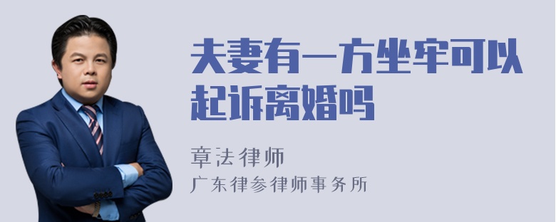 夫妻有一方坐牢可以起诉离婚吗
