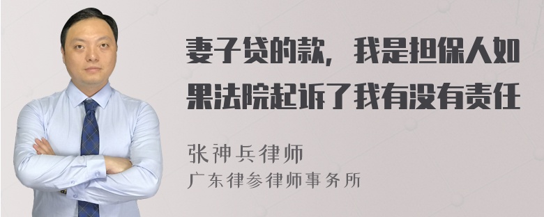 妻子贷的款，我是担保人如果法院起诉了我有没有责任