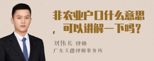 非农业户口什么意思，可以讲解一下吗？