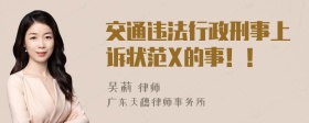 交通违法行政刑事上诉状范X的事！！