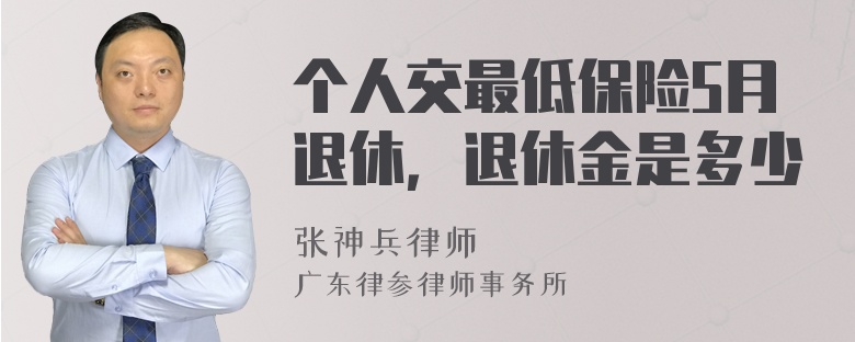 个人交最低保险5月退休，退休金是多少