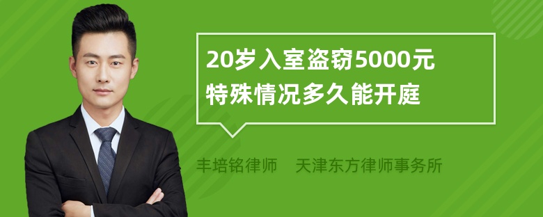 20岁入室盗窃5000元特殊情况多久能开庭