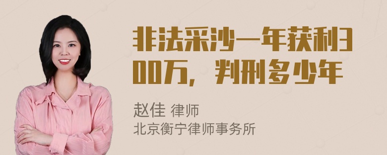 非法采沙一年获利300万，判刑多少年