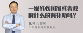 一级残疾国家或者政府什么的有补助吗？