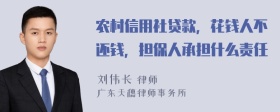 农村信用社贷款，花钱人不还钱，担保人承担什么责任