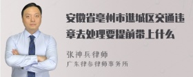 安徽省亳州市谯城区交通违章去处理要提前带上什么