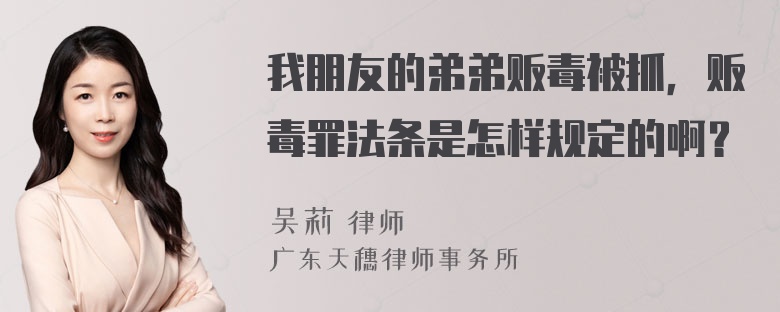 我朋友的弟弟贩毒被抓，贩毒罪法条是怎样规定的啊？