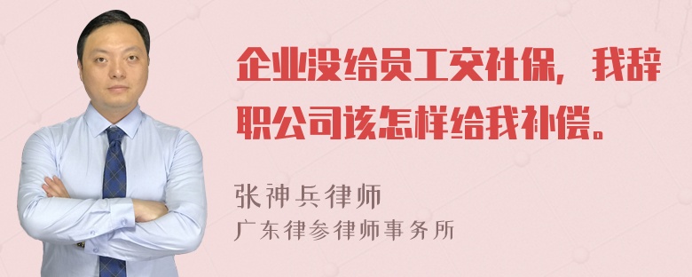 企业没给员工交社保，我辞职公司该怎样给我补偿。