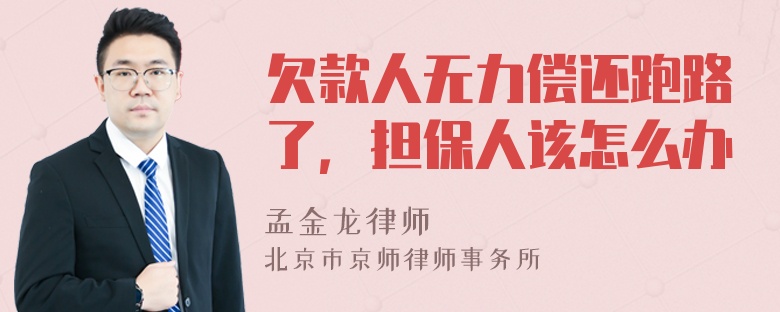 欠款人无力偿还跑路了，担保人该怎么办