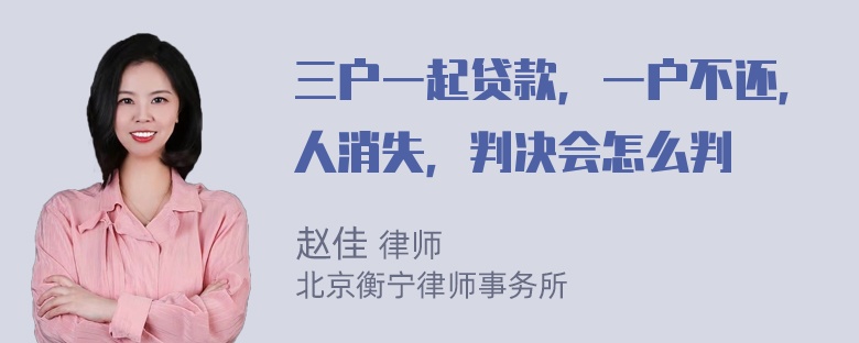 三户一起贷款，一户不还，人消失，判决会怎么判