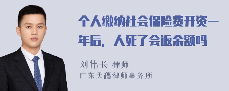 个人缴纳社会保险费开资一年后，人死了会返余额吗