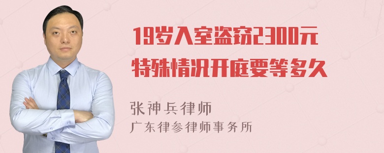 19岁入室盗窃2300元特殊情况开庭要等多久