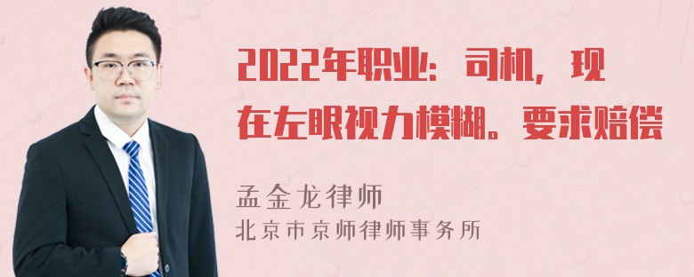 2022年职业：司机，现在左眼视力模糊。要求赔偿