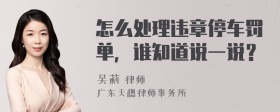 怎么处理违章停车罚单，谁知道说一说？