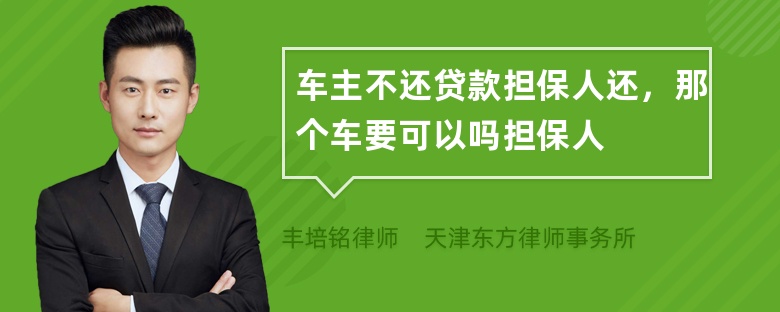 车主不还贷款担保人还，那个车要可以吗担保人