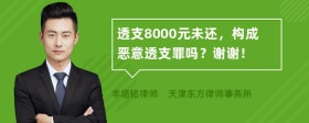 透支8000元未还，构成恶意透支罪吗？谢谢！