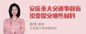 安庆重大交通事故诉讼要提交哪些材料