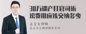 30万遗产打官司诉讼费用应该交纳多少