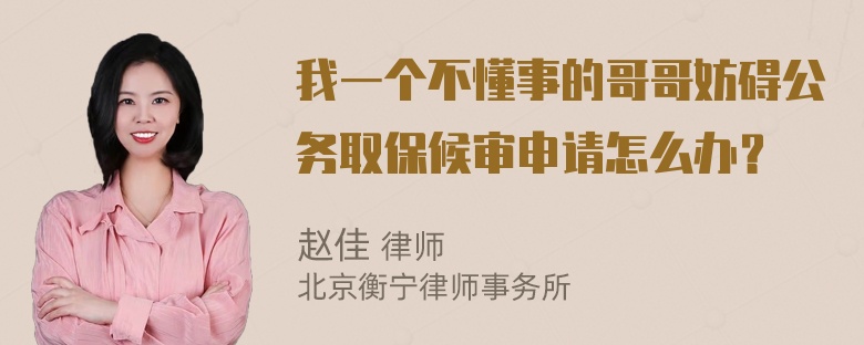 我一个不懂事的哥哥妨碍公务取保候审申请怎么办？