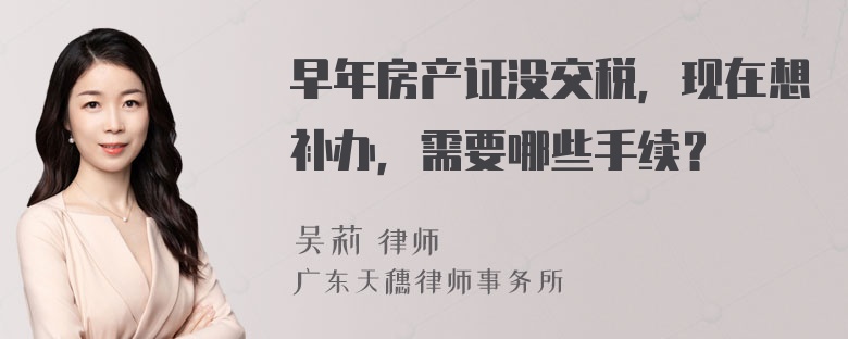 早年房产证没交税，现在想补办，需要哪些手续？