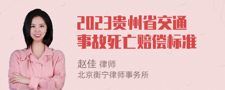 2023贵州省交通事故死亡赔偿标准