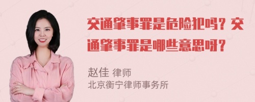 交通肇事罪是危险犯吗？交通肇事罪是哪些意思呀？