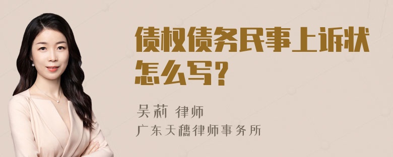 债权债务民事上诉状怎么写？