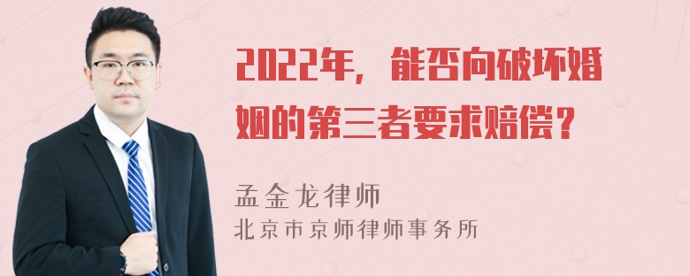 2022年，能否向破坏婚姻的第三者要求赔偿？