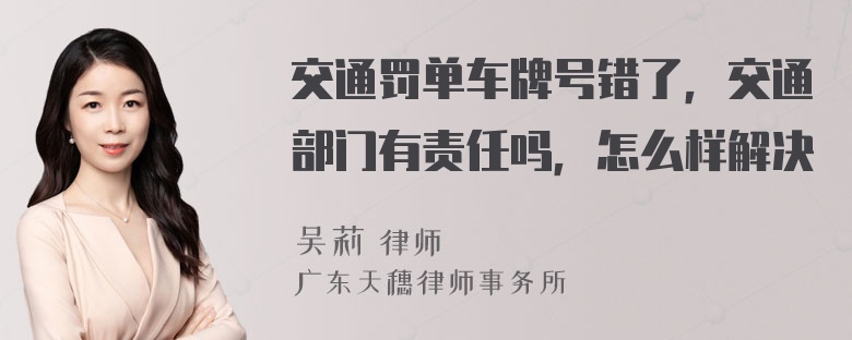 交通罚单车牌号错了，交通部门有责任吗，怎么样解决