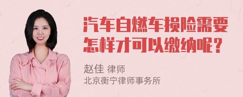 汽车自燃车损险需要怎样才可以缴纳呢？