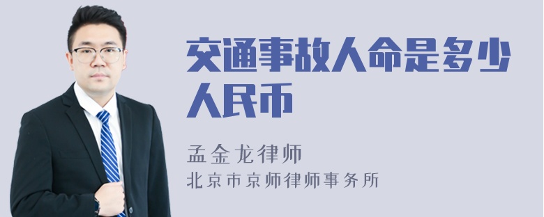 交通事故人命是多少人民币