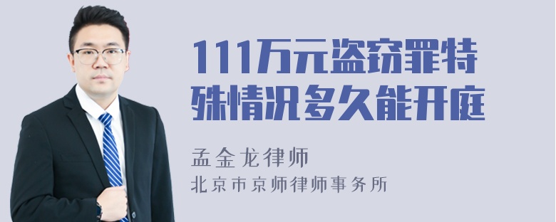 111万元盗窃罪特殊情况多久能开庭