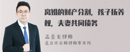 离婚的财产分割，孩子抚养权，夫妻共同债务