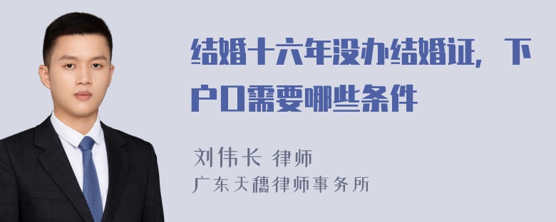 结婚十六年没办结婚证，下户口需要哪些条件