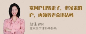 农村户口转走了，老家未消户，再领养老金违法吗