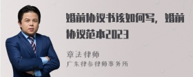 婚前协议书该如何写，婚前协议范本2023