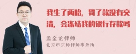 我生了两胎，罚了款没有交清，会冻结我的银行存款吗