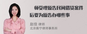 侓师受理原告民间借贷案件后要为原告办哪些事