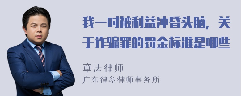 我一时被利益冲昏头脑，关于诈骗罪的罚金标准是哪些